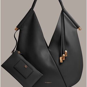 Donna Karan 100% Leather Baldwin Shoulder Bag with Gold Details